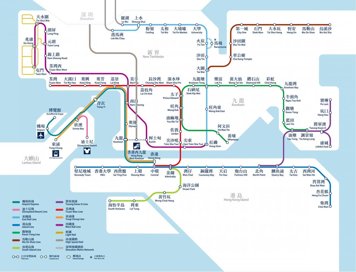 خريطة محطة مترو الأنفاق في هونغ كونغ