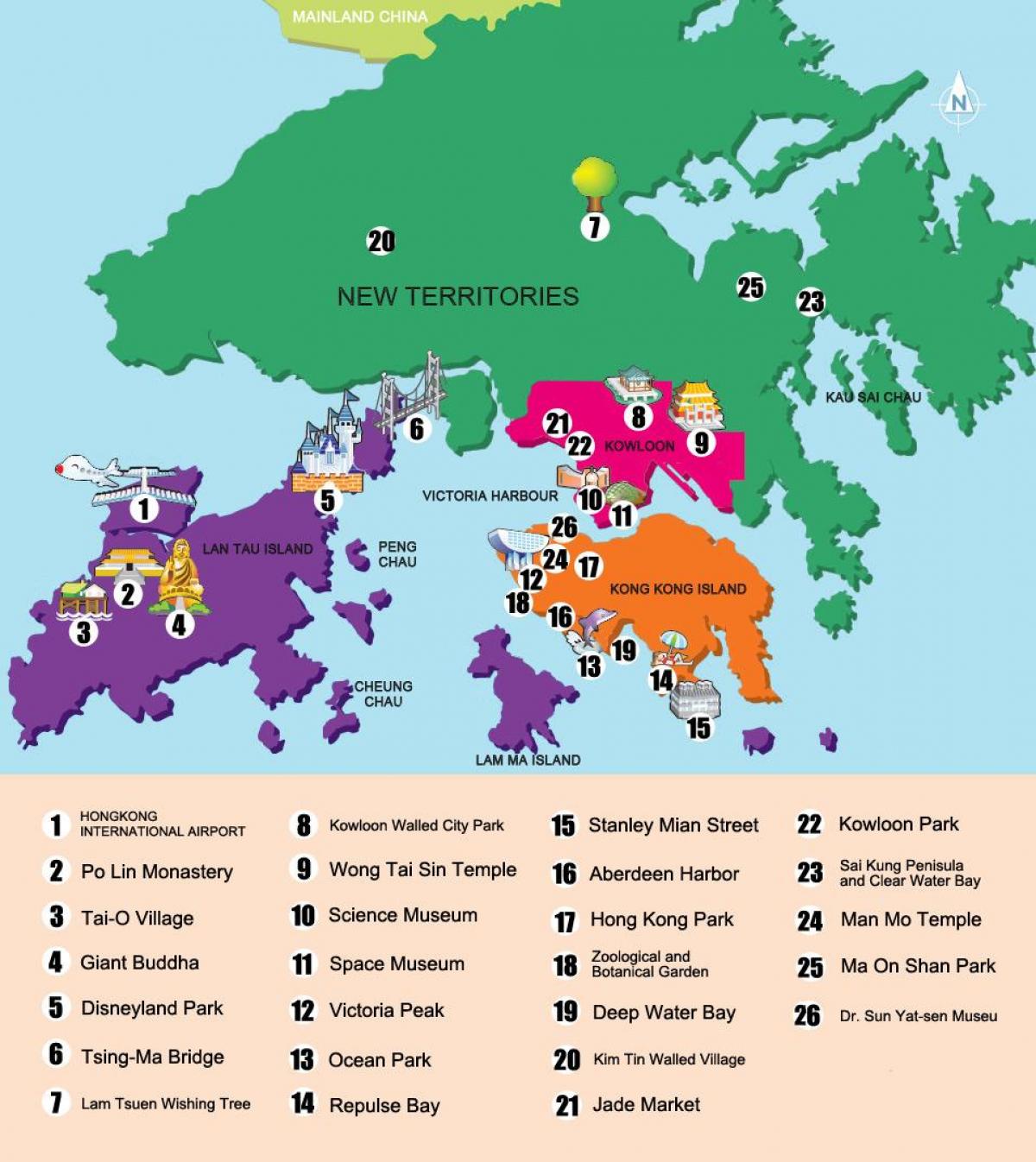 خريطة مشاهدة المعالم السياحية في هونغ كونغ
